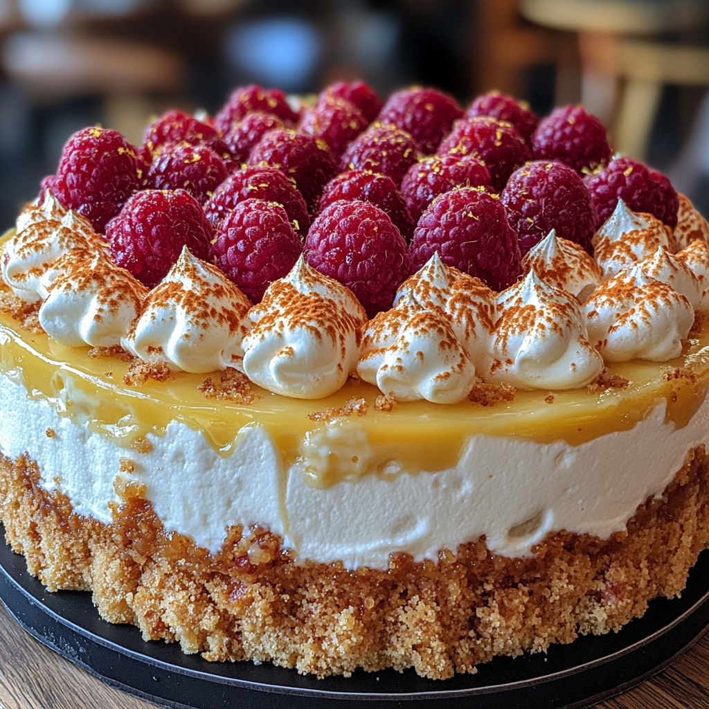 lemon cheesecake, raspberry meringue cheesecake, lemon raspberry dessert, meringue cheesecake recipe, citrus berry cheesecake, fruity cheesecake