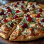 leftover turkey pizza, cranberry sauce pizza, Thanksgiving pizza recipe, holiday leftover ideas, post-Thanksgiving recipes