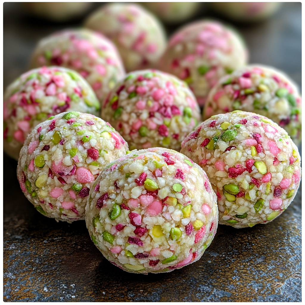 holiday snowball cookies, cherry pistachio cookies, powdered sugar snowballs, festive nut cookies, Christmas pistachio cookies