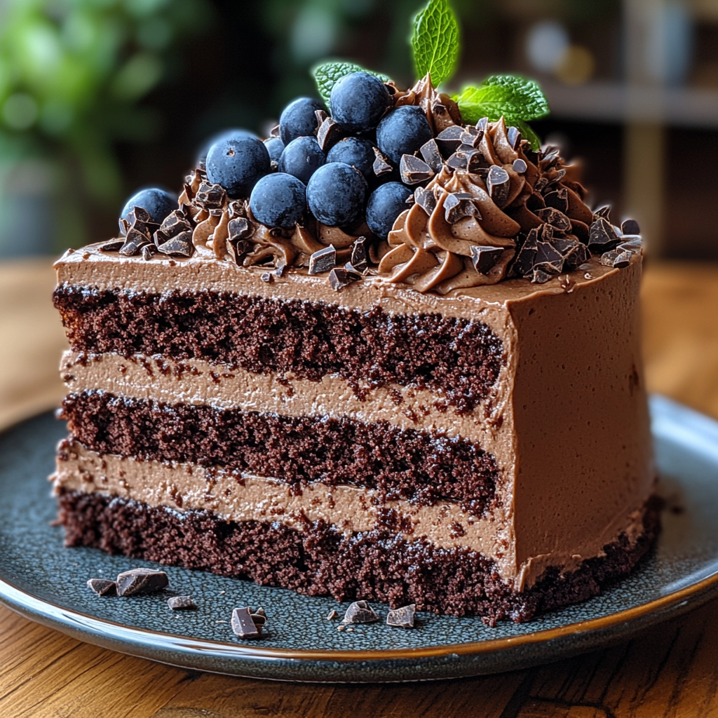 three-layer chocolate mousse cake, chocolate lover’s mousse cake, decadent chocolate mousse dessert, layered mousse cake recipe, chocolate mousse delight