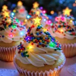 holiday cupcakes recipe, festive cupcake ideas, Christmas-themed desserts, easy Christmas cupcakes, M&Ms cupcake decorations