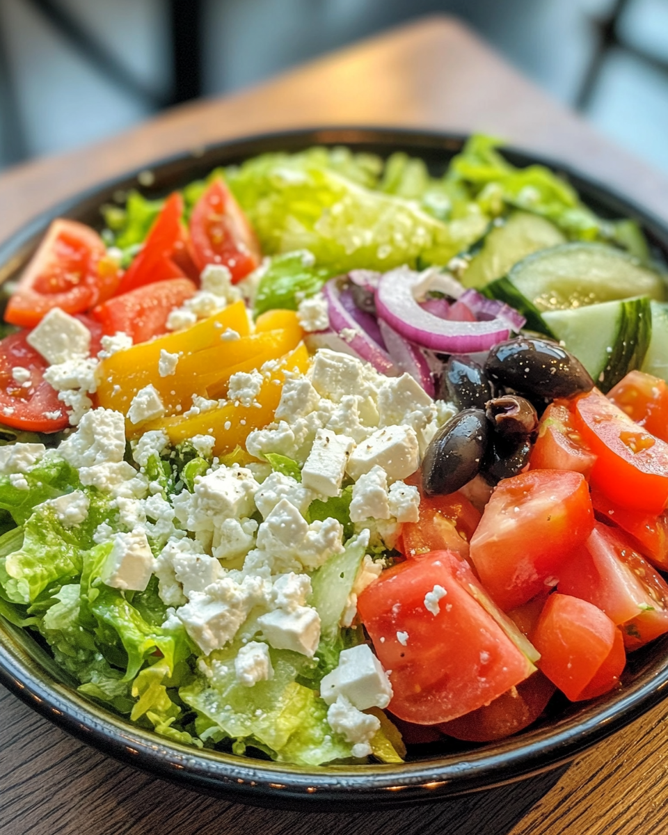 Greek vegetable salad, Mediterranean cucumber tomato salad, authentic Greek salad recipe, healthy Greek side dish, Horiatiki salad