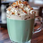 mint chocolate cocoa, festive hot chocolate, peppermint cocoa drink, holiday chocolate drink, creamy mint cocoa, Christmas party drinks