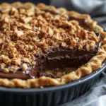 chocolate pie with crumble topping, easy chocolate pie recipe, cocoa crumble dessert, chocolate dessert ideas, rich chocolate crumble pie