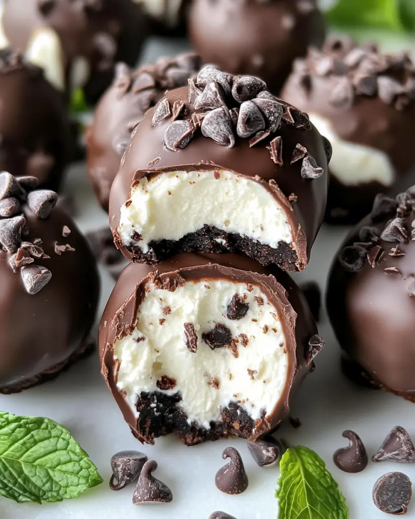 mint cheesecake bites, no-bake mint truffles, mint chocolate dessert balls, creamy mint cheesecake, bite-sized mint treats