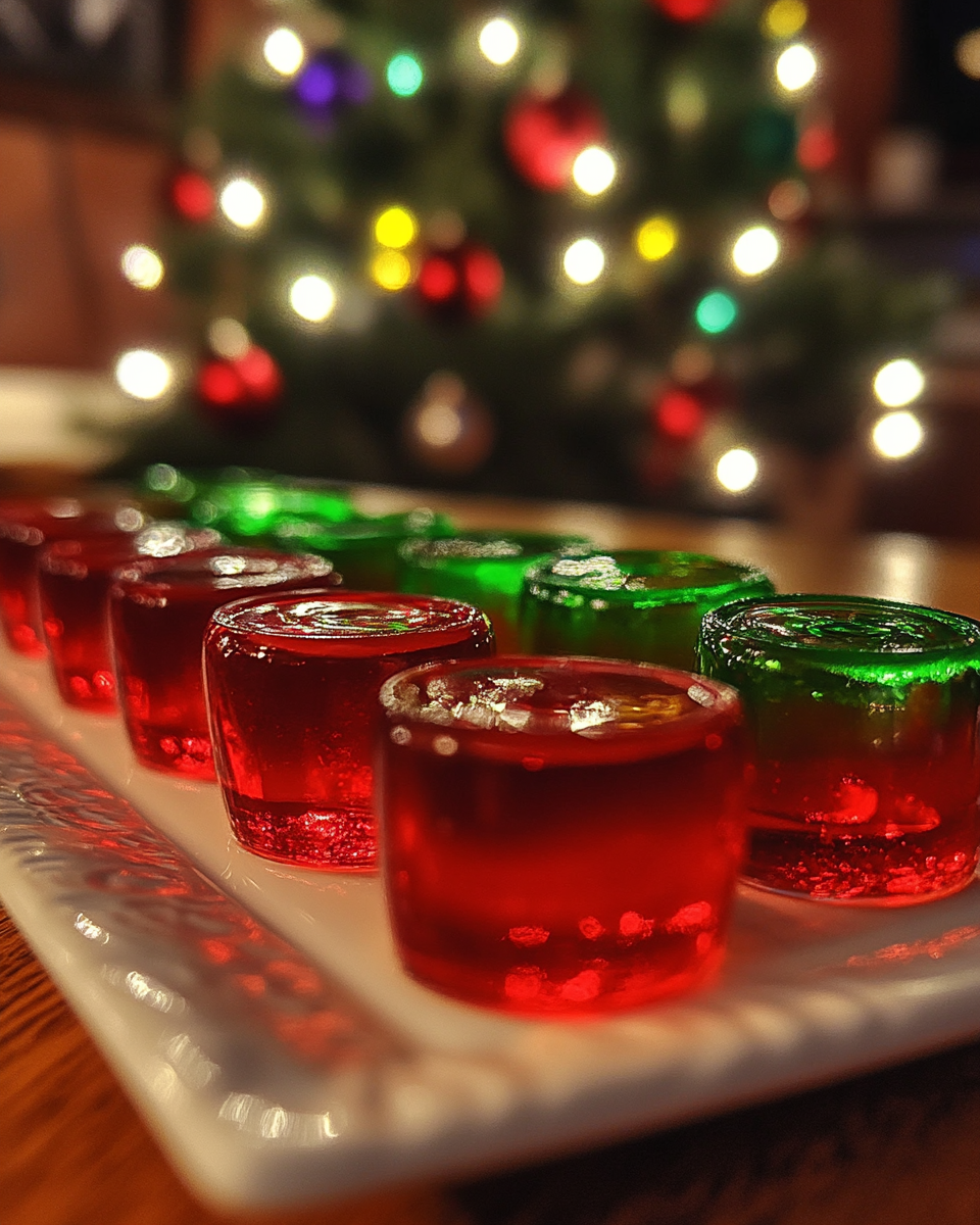 Elf-inspired jello shots, holiday jello shots, Christmas jello shots, Buddy Elf jello recipe, festive jello shots, holiday party drinks, Elf movie drinks