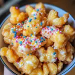 mini funnel cakes, easy fairground treats, crispy funnel cake bites, homemade funnel cakes, bite-sized desserts, fair-inspired snacks