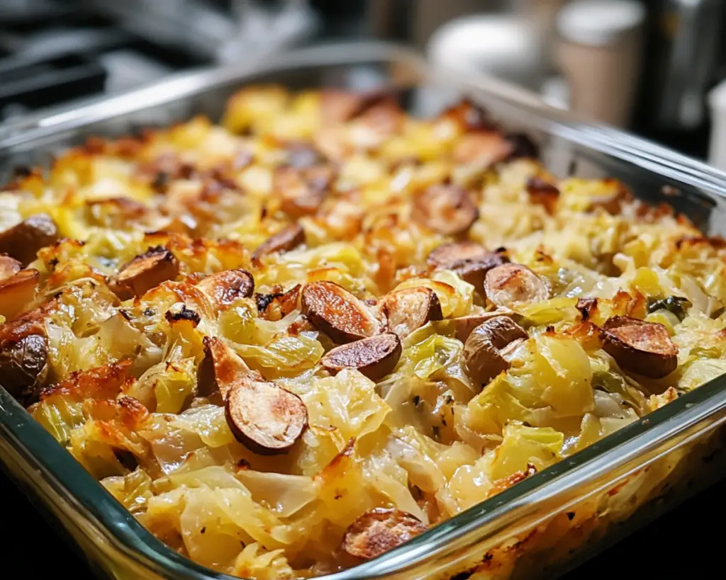 Southern cabbage casserole, creamy cabbage bake, cheesy cabbage casserole, traditional vegetable casserole, hearty cabbage side dish, baked cabbage recipe, crunchy casserole topping