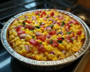 creamy corn casserole, baked corn pudding, corn casserole recipe, holiday corn dish, cheesy corn casserole, sweet corn casserole, classic corn bake