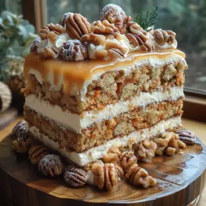 carrot cake with pecans, caramel carrot cake, pecan carrot dessert, carrot heaven cake, caramel carrot pecan cake, spiced carrot cake