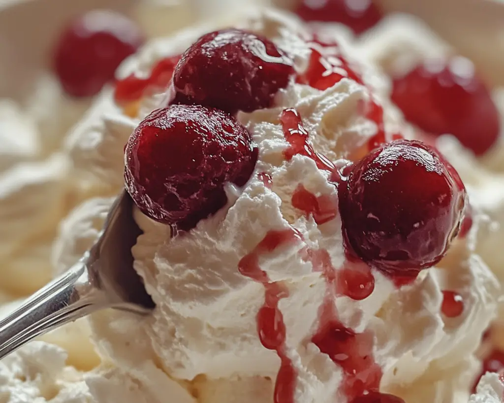 cherry fluff dessert, no-bake cheesecake fluff, creamy cherry cheesecake dip, cherry marshmallow fluff, cheesecake dessert recipes, easy fluff salad