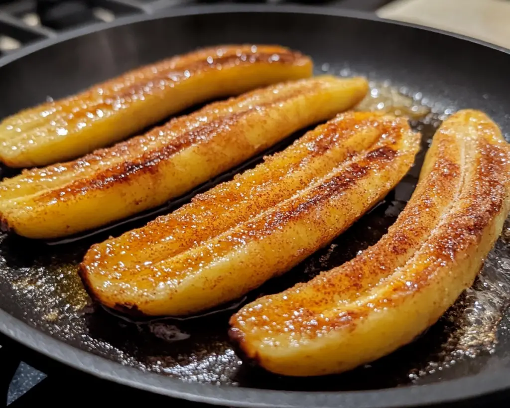 fried bananas with cinnamon, caramelized bananas, easy banana dessert, sweet fried bananas, cinnamon banana snack, pan-fried dessert ideas