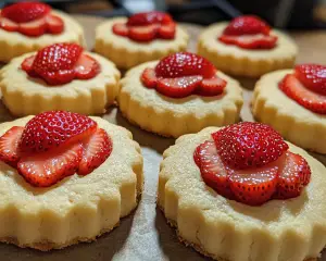 strawberry cookies, fruity shortbread recipe, easy shortbread cookies, butter strawberry biscuits, homemade shortbread cookies