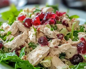 chicken salad with cranberries, creamy cranberry chicken salad, chicken cranberry walnut salad, healthy cranberry chicken salad, easy chicken salad recipe