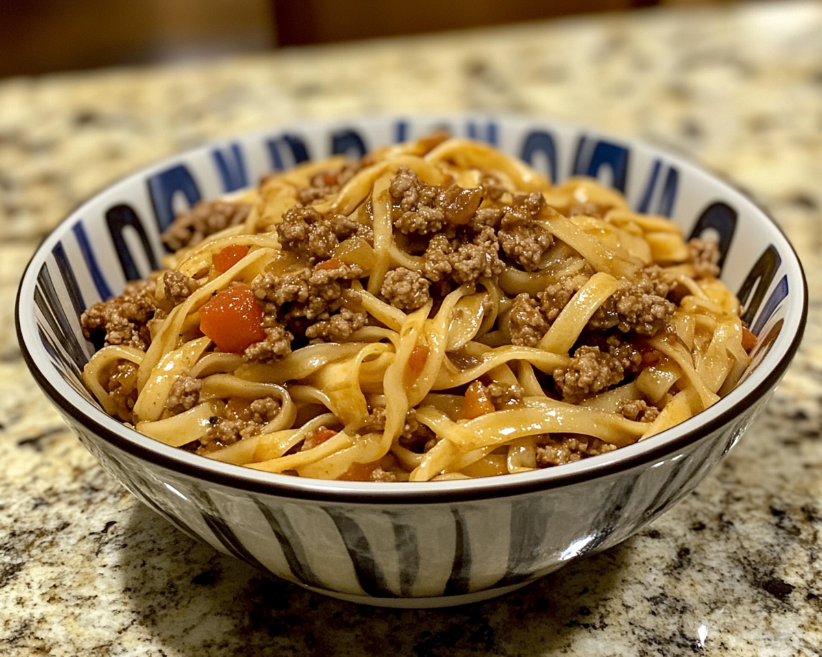 ground beef chow mein, slow cooker chow mein, crockpot beef chow mein, easy chow mein recipe, beef noodle stir fry