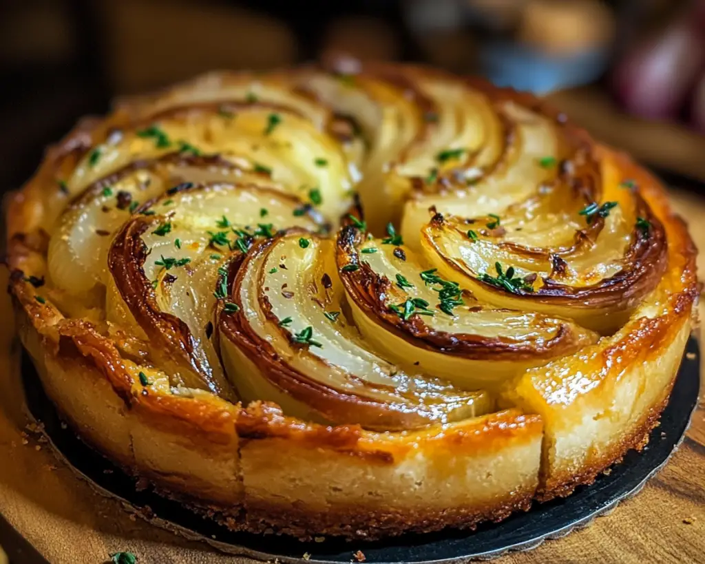 Amish onion bread, savory onion cake, caramelized onion bake, Amish onion pie, buttery onion dish