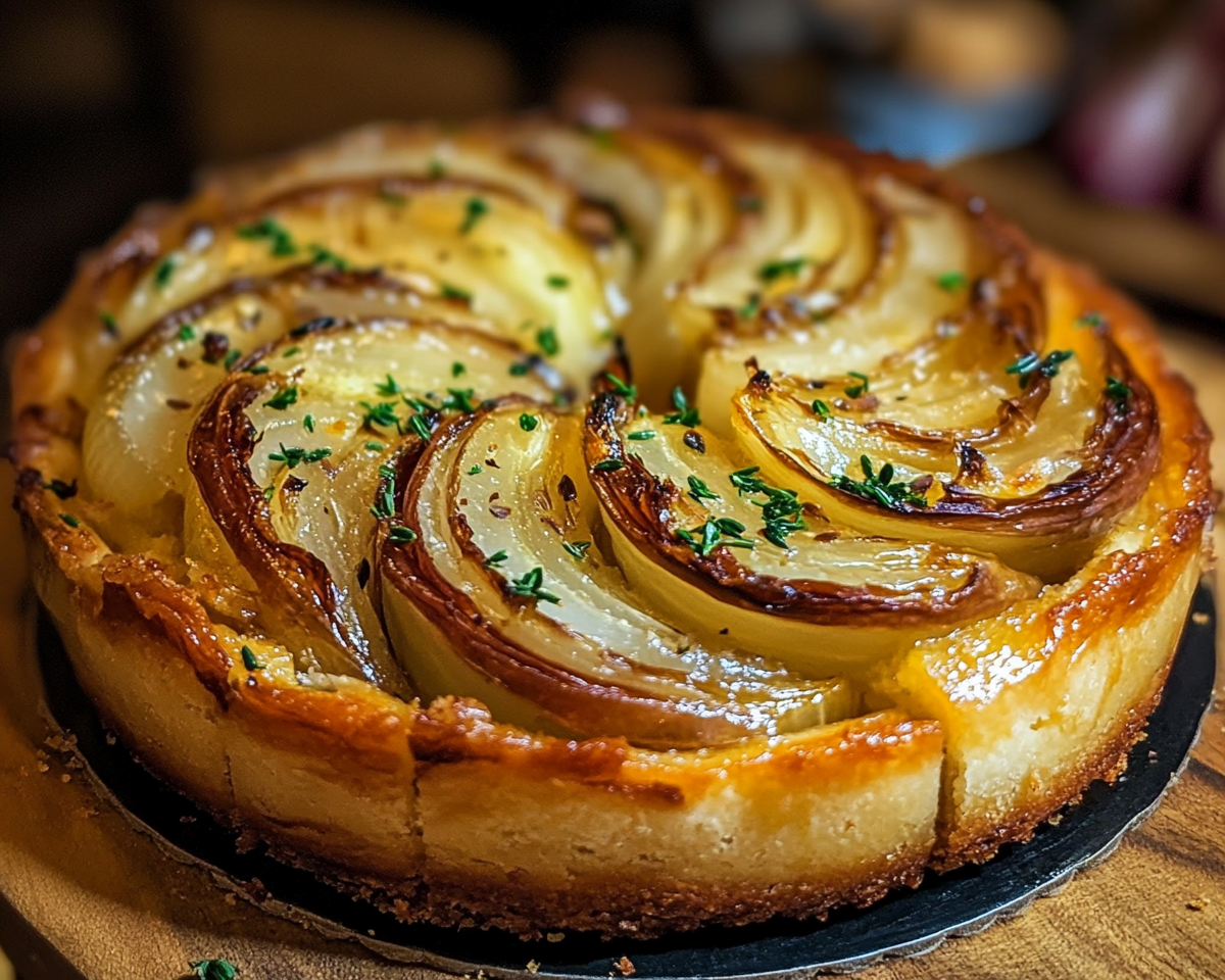 Amish onion bread, savory onion cake, caramelized onion bake, Amish onion pie, buttery onion dish