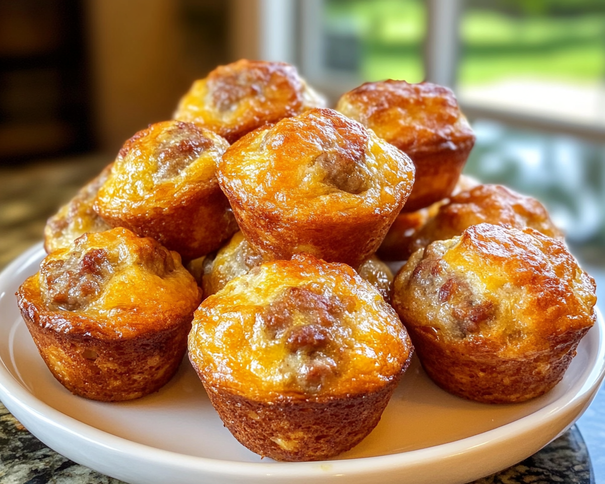 easy breakfast muffins, sausage egg muffins, quick breakfast recipe, protein breakfast muffins, savory breakfast muffins, Bisquick sausage muffins