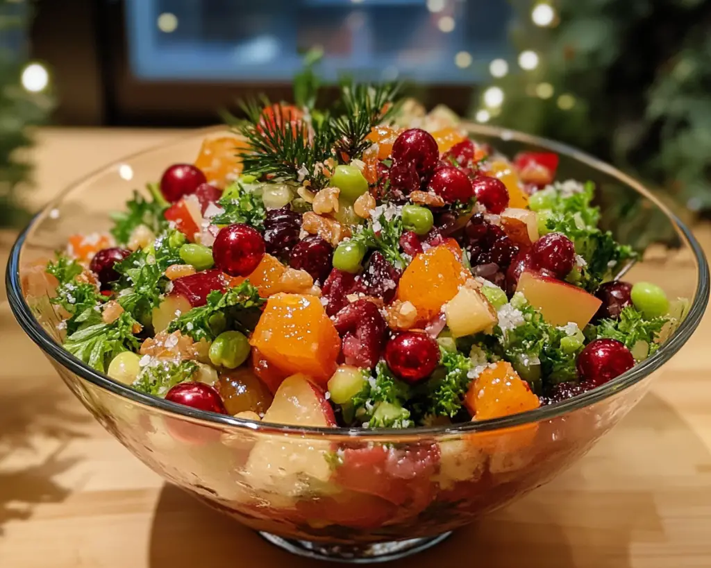 Holiday salad recipe, festive salad ideas, Christmas side dish, winter fruit salad, healthy holiday salad, pomegranate salad recipe