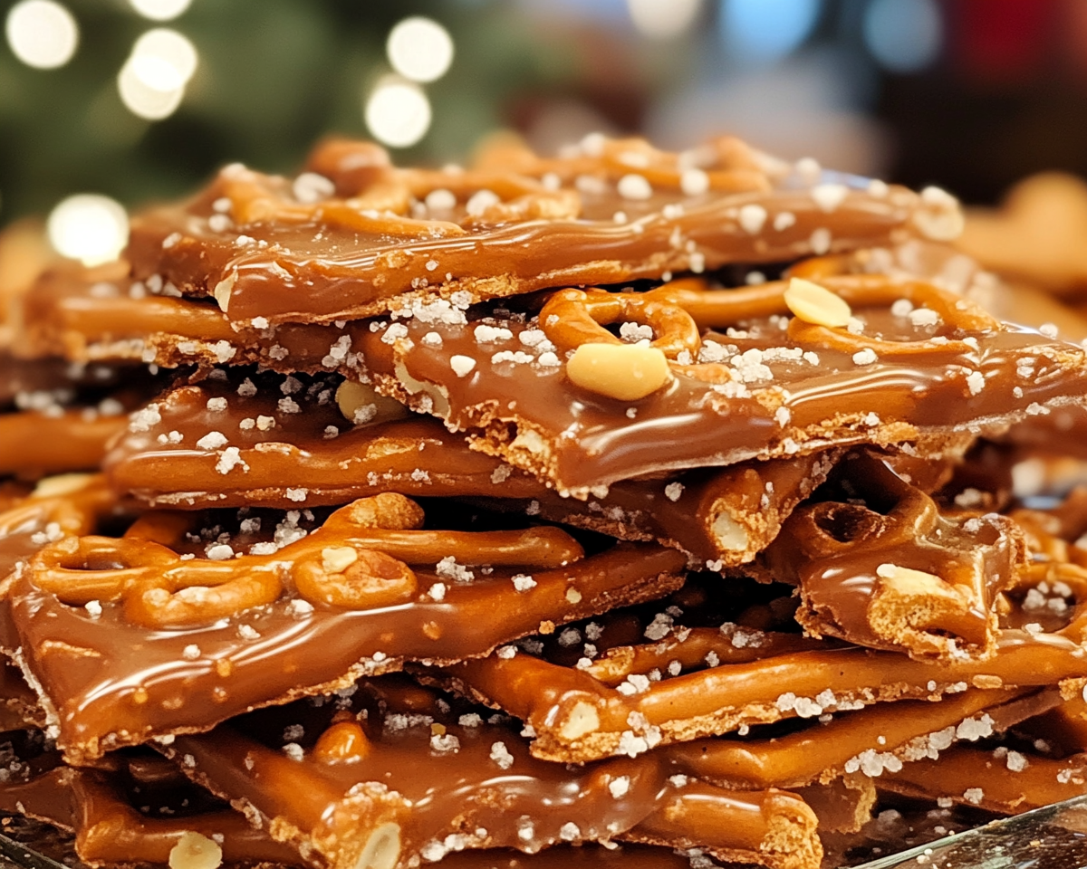 Holiday toffee recipe, sweet and salty Christmas toffee, cracker toffee with pretzels, peanut toffee bars, festive holiday candy recipe