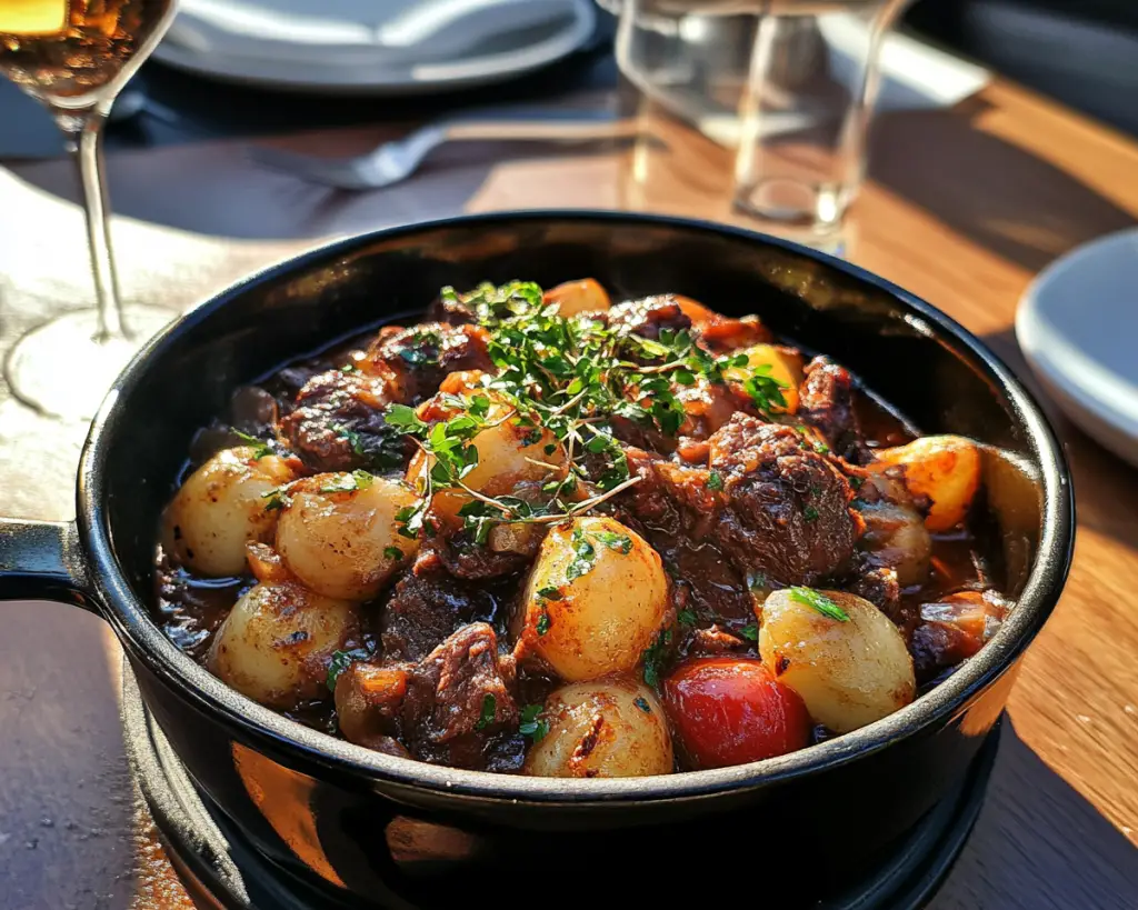 Classic beef stew, French beef stew, Burgundy beef recipe, slow-cooked beef bourguignon, traditional French stew, red wine beef recipe