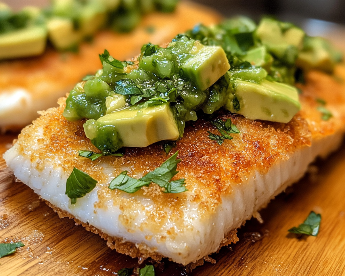 Tropical fish recipe, lime and coconut fish, avocado salsa topping, healthy fish dinner, coconut lime fish tacos