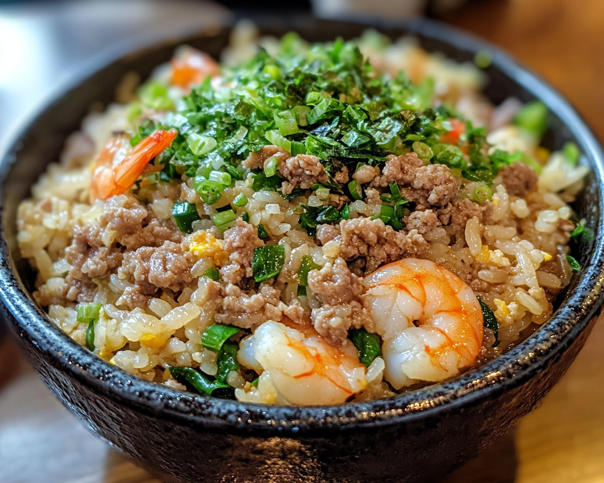 beef and shrimp fried rice, protein-packed fried rice, easy fried rice recipe, shrimp and beef stir-fry, Asian-inspired fried rice, one-pan fried rice dish, quick stir-fry recipe