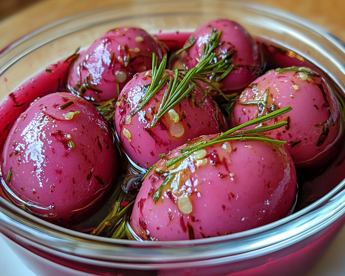 pickled beet eggs, eggs pickled with beet juice, tangy beet eggs, beet-infused pickled eggs, vibrant pickled eggs recipe