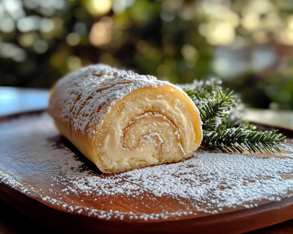 Holiday vanilla roll, Vanilla Christmas dessert, Festive vanilla roll recipe, Christmas Swiss roll, Holiday sponge cake