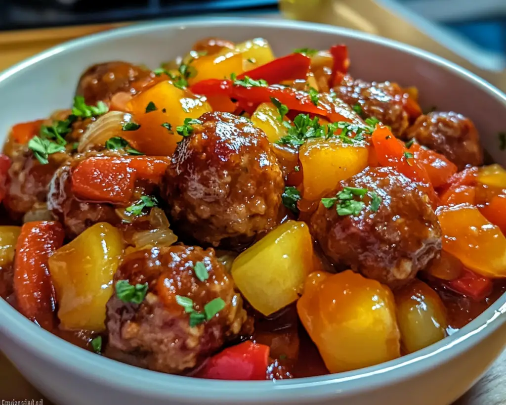 sweet and sour meatballs, easy meatball recipe, tangy meatball dish, homemade sweet and sour sauce, party meatball recipe