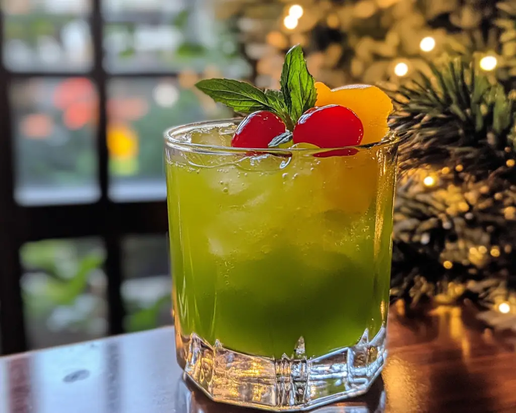 Grinch holiday punch, Christmas green punch, festive lime sherbet drink, holiday Grinch drink recipe, easy Christmas party punch