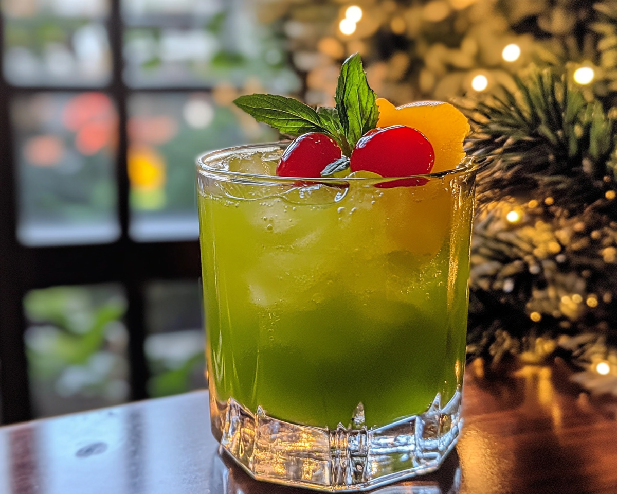 Grinch holiday punch, Christmas green punch, festive lime sherbet drink, holiday Grinch drink recipe, easy Christmas party punch