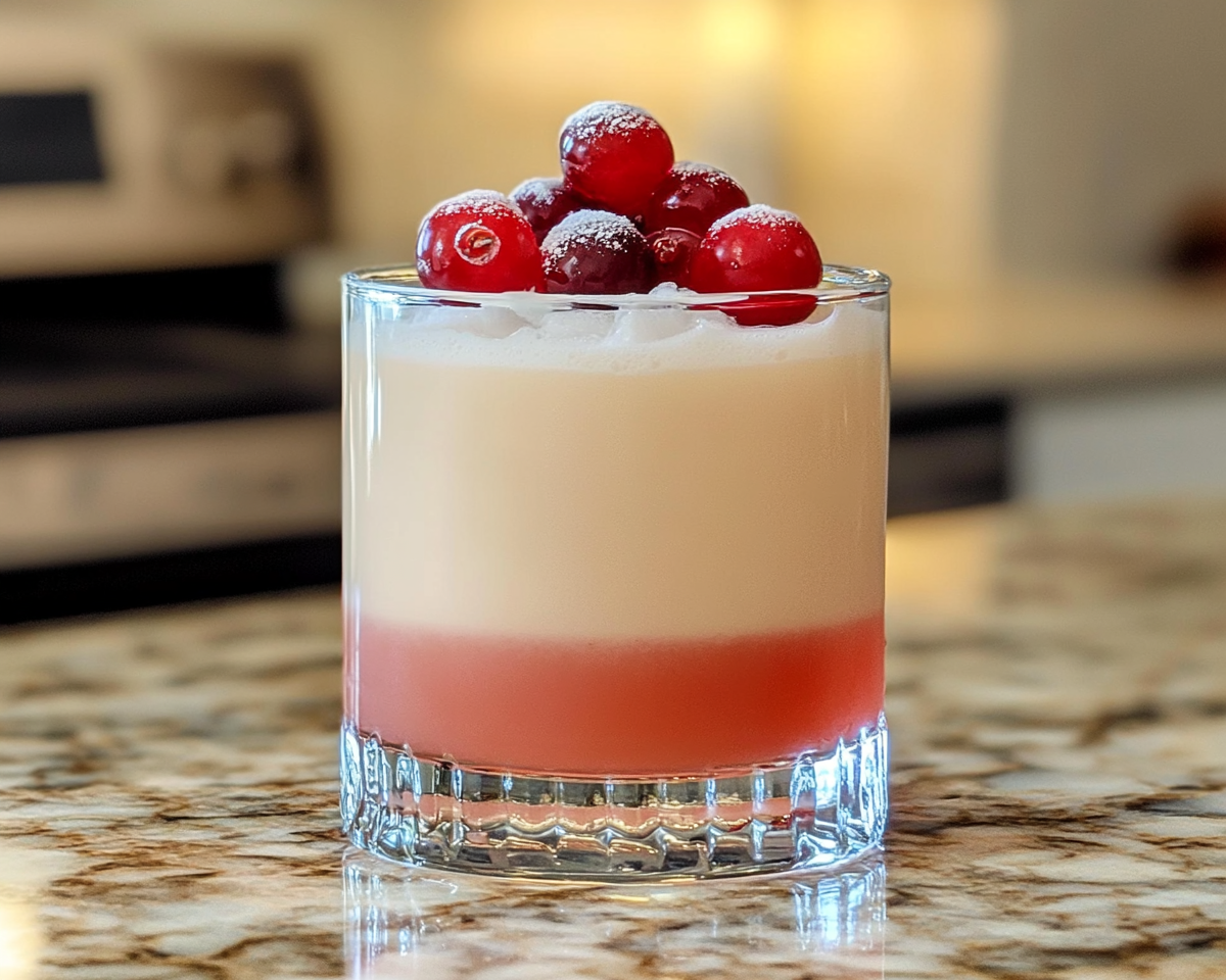 holiday whiskey sour, cranberry lemon cocktail, festive whiskey cocktail, Christmas whiskey sour, cranberry bourbon drink, easy cranberry sour