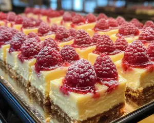 raspberry lemon cheesecake, cheesecake bar recipes, raspberry swirl cheesecake, lemon dessert bars, fruity cheesecake bars, summer dessert recipes