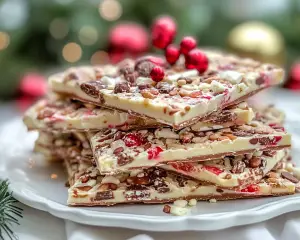 holiday bark, festive chocolate bark, peppermint bark recipe, easy Christmas candy, chocolate bark recipe, holiday treat ideas, homemade Christmas bark