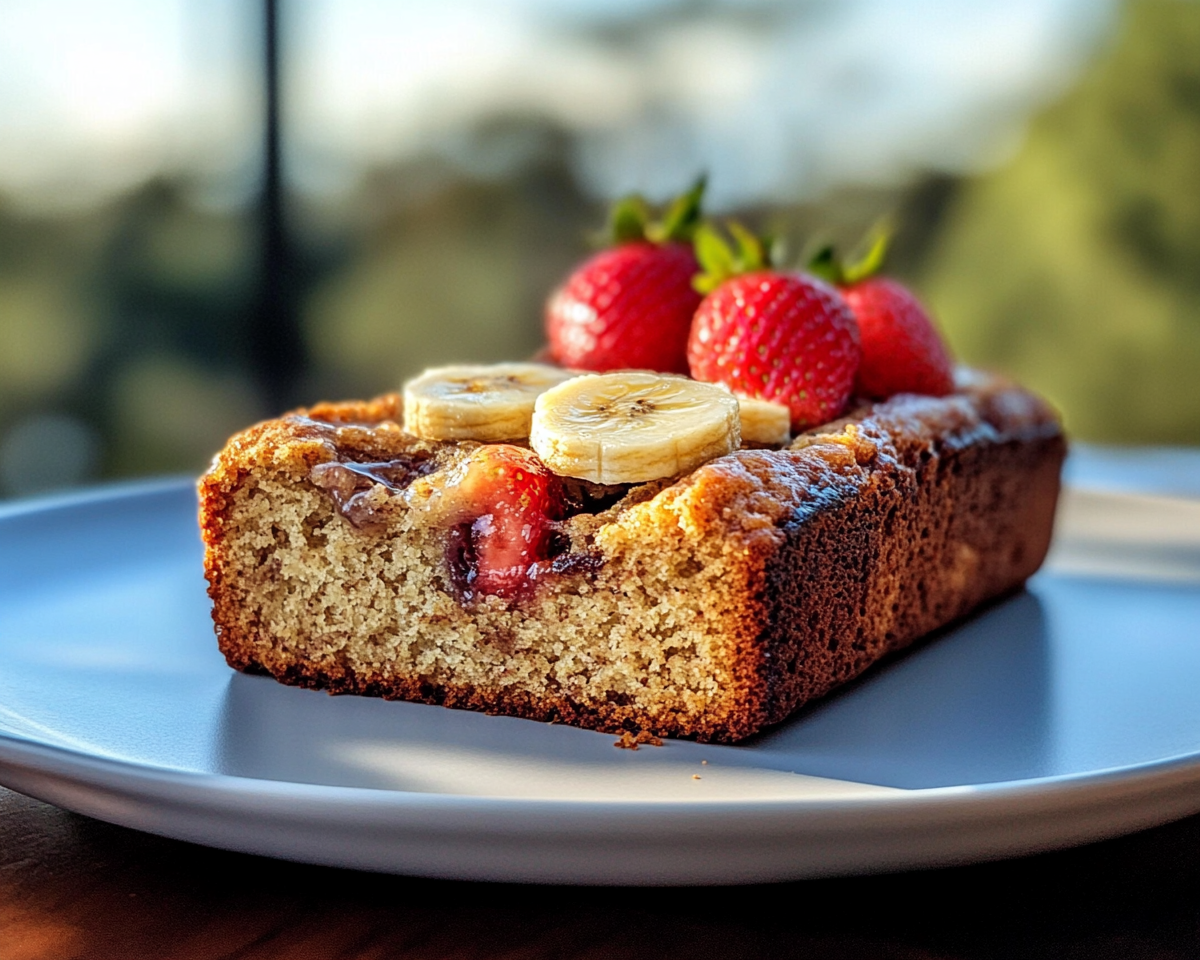 Banana strawberry loaf, strawberry banana quick bread, moist fruit bread recipe, easy banana bread with strawberries, fruity banana bread recipe