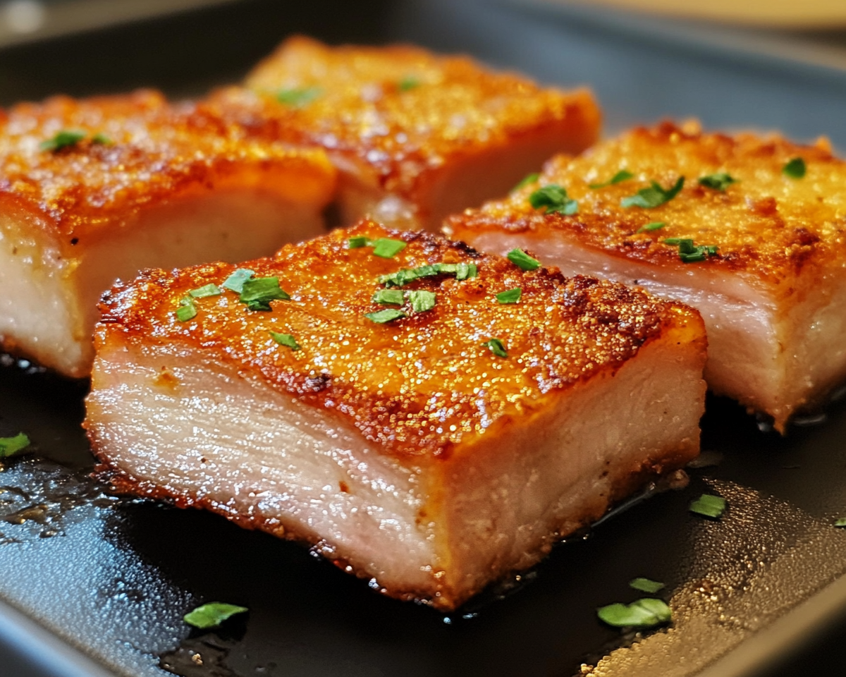 crispy pork belly recipe, air fryer pork belly crackling, air fryer pork belly tips, tender pork belly in air fryer, easy crispy pork belly