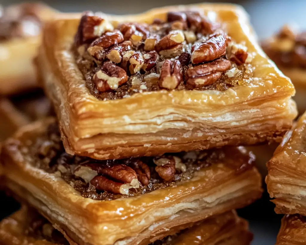 mini pecan pie bites, pecan puff pastry desserts, easy pecan pie recipe, pecan pastry cups, holiday pecan desserts, bite-sized pecan pie