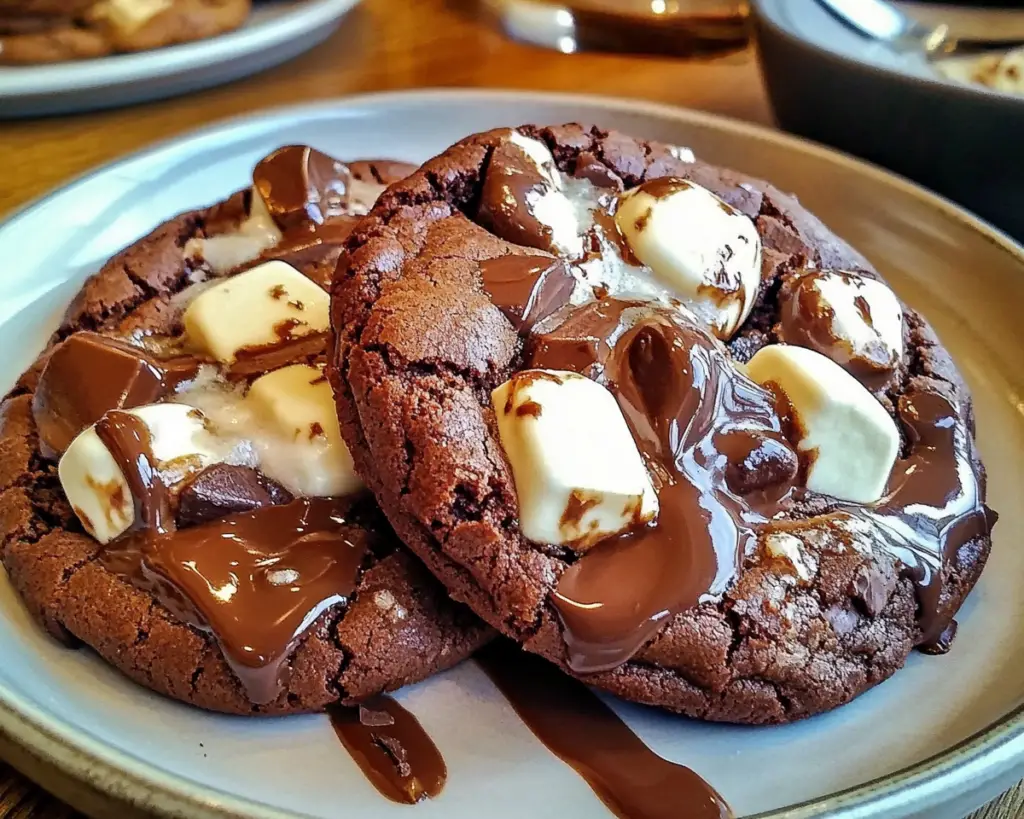 fudgy chocolate cookies, rocky road cookies, marshmallow chocolate fudge cookies, rich chocolate cookies with nuts, ultimate chocolate cookie recipe, gooey chocolate cookies