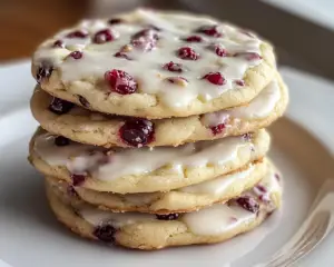 cranberry frosted cookies, holiday cranberry cookies, frosted drop cookies, festive cranberry dessert, soft cranberry cookie recipe