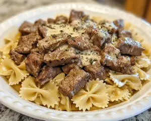 creamy bowtie pasta with beef, Alfredo beef pasta, easy bowtie pasta recipes, pasta with ground beef and Alfredo sauce, creamy pasta dinners