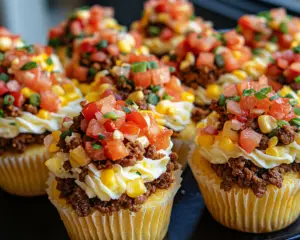 taco cupcake recipe, mini taco cups, wonton taco cups, taco appetizers, cheesy taco cupcakes, easy taco party snacks, layered taco bites