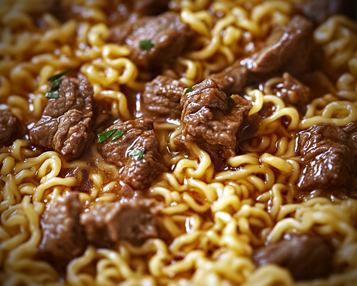 beef ramen in crockpot, slow-cooked ramen noodles, ramen noodle soup with beef, easy slow cooker beef recipes, Asian beef noodle soup