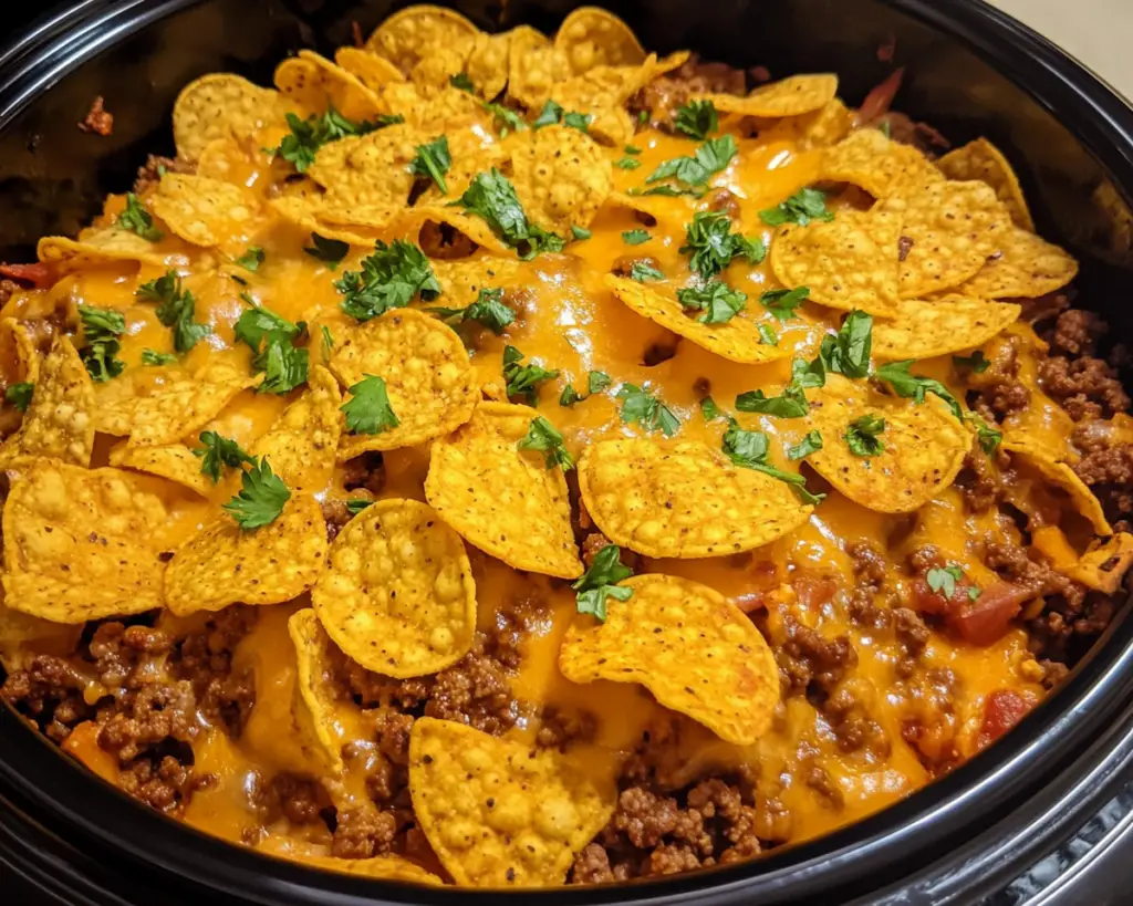 Slow Cooker Ground Beef Dorito Casserole