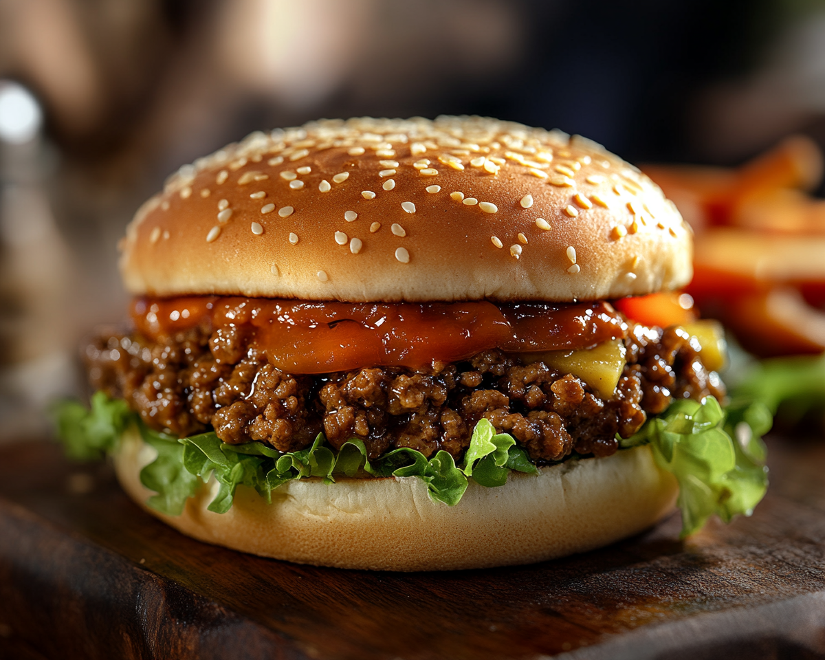 Big Mac inspired sloppy joes, easy sloppy joe recipe, cheeseburger sloppy joes, Big Mac sandwich alternative, tangy beef sloppy joes