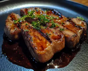 sweet pork chops, glazed pork chops, brown sugar pork marinade, caramelized pork chops, savory pork chop recipe, easy pork chop dinner