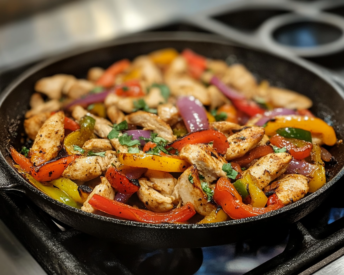 chicken fajita recipe, skillet fajitas, Tex-Mex chicken, homemade fajitas, fajita skillet recipe, sizzling chicken fajitas, chicken fajitas in cast iron