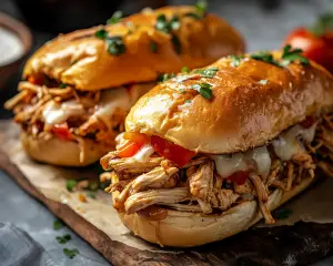 chicken Philly sandwiches, crockpot Philly sandwiches, slow-cooked chicken sandwiches, chicken Philly recipe, easy Philly sandwich recipe, crockpot chicken Philly subs