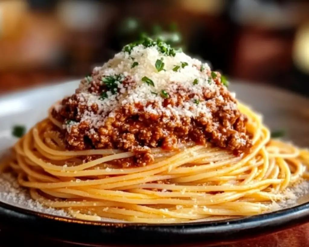 garlic butter spaghetti, creamy Bolognese pasta, spaghetti with garlic butter sauce, beef Bolognese with spaghetti, luxurious pasta dishes, creamy beef pasta recipes