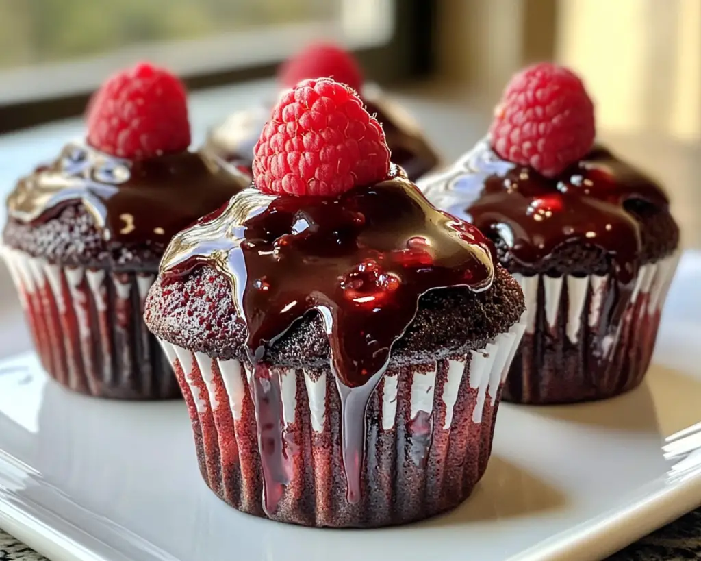 molten chocolate cupcakes, chocolate raspberry lava cakes, gooey chocolate cupcakes, raspberry molten cupcakes, chocolate dessert with raspberries